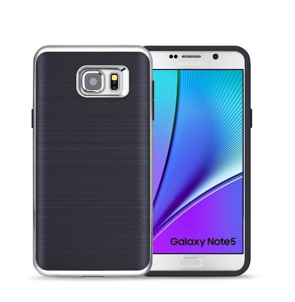 Galaxy Note 5 Slim fit Case Motomo ultra light TPU Thin fit Bumper Armor Scratch Resist Dual Tone Hybrid High Quality Case for Samsung Galaxy note 5 ROYAL INDIGO CHROME SILVER